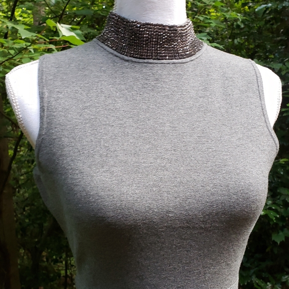 MILLY Gem Collar Sheath Dress Sleeveless in Gray Size Small - Picture 7 of 11